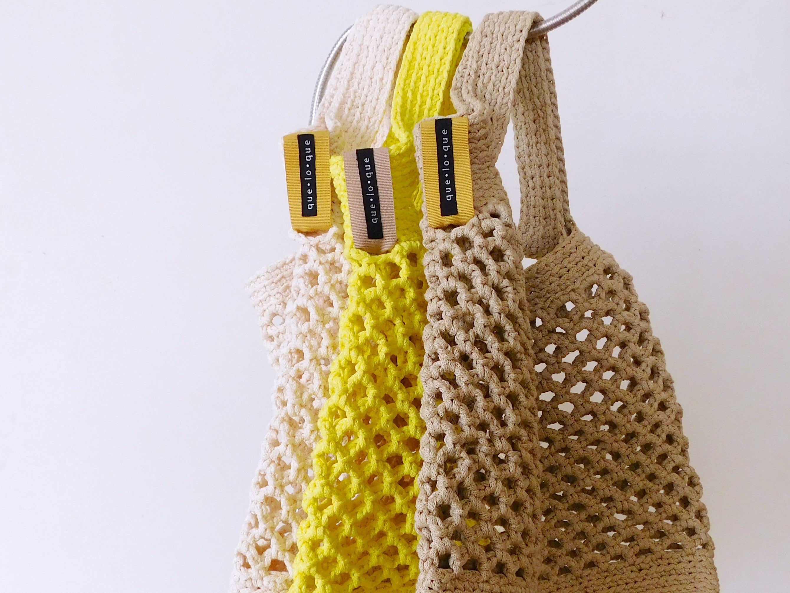 Borse da spiaggia a rete all'uncinetto in cotone di que lo que