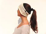 Carica l&#39;immagine nel visualizzatore di Gallery, Fascetta per capelli invernale bianco panna in lana merino, made in Italy 
