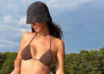 Carica l'immagine nel visualizzatore di Gallery, Reggiseno costume uncinetto tinta unita marrone
