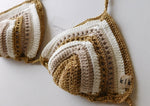 Carica l&#39;immagine nel visualizzatore di Gallery, Reggiseno di un costume in cotone all&#39;uncinetto bianco, oro, beige di que lo que
