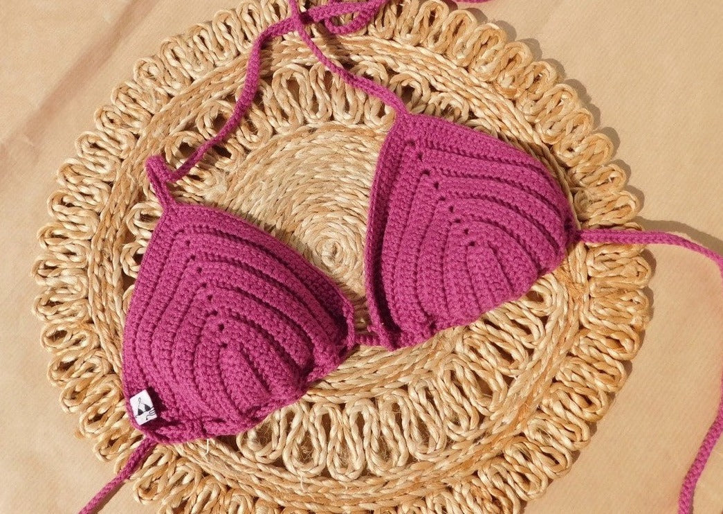 Reggiseno dei bikini all'uncinetto sostenibili in cotone di que lo que